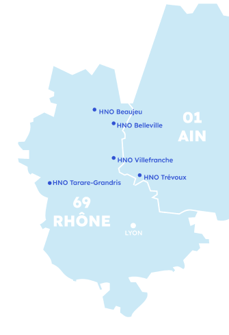 Nos hôpitaux et Ehpad se situent au nord-ouest du Rhône