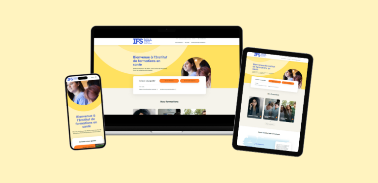Copie d'écran du site ifs-hno.fr sur ordinateur, tablette et mobile