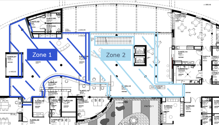 Zone de travaux du hall de l'hôpital de Tarare en mars et avril 2025